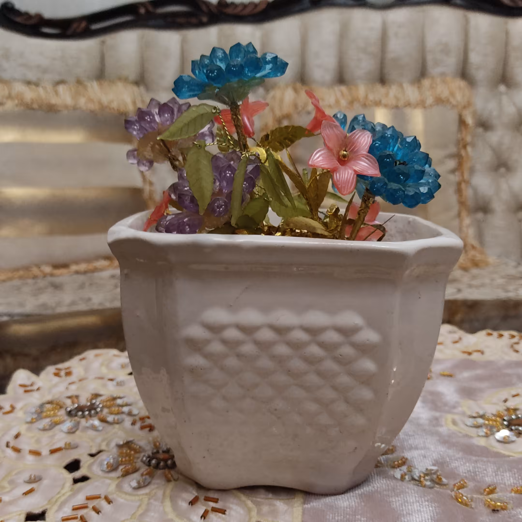 گلدان سرامیکی شش ظلعی طرح کندو