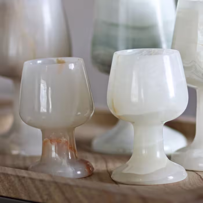 لیوان پایه دار سنگی مرمر قطر 4.5 و ارتفاع 10