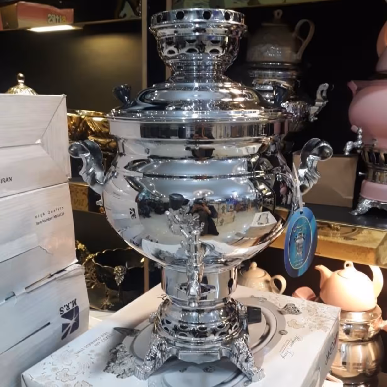 سماور گازی 10 لیتری کوره دار ورق ضخیم 