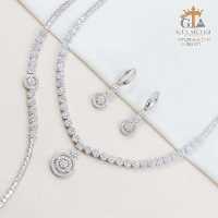 سرویس طرح جواهر نقره روکش طلا 925 عیار کد 11271