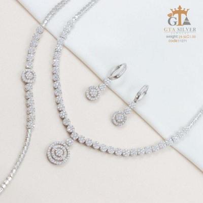 سرویس طرح جواهر نقره روکش طلا 925 عیار کد 11271