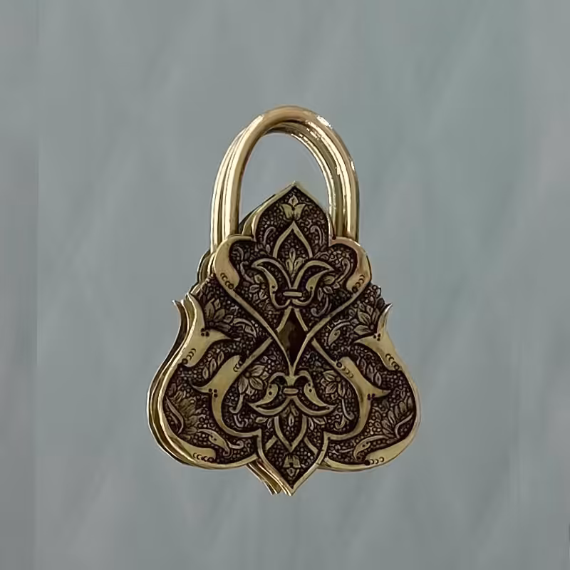 تابلو قفل برنجی دستساز قلمزنی 15