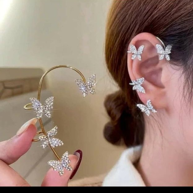 گلگوش طرح پروانه سفید وطلایی