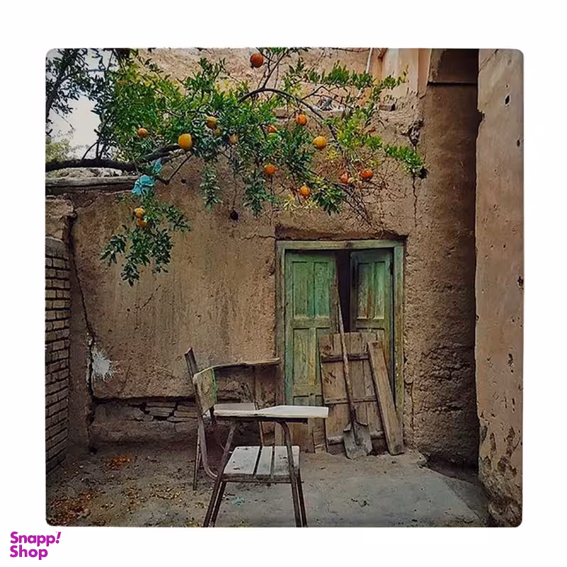 زیر لیوانی طرح صندلی چوبی و درخت نارنج کد 6227627_5795