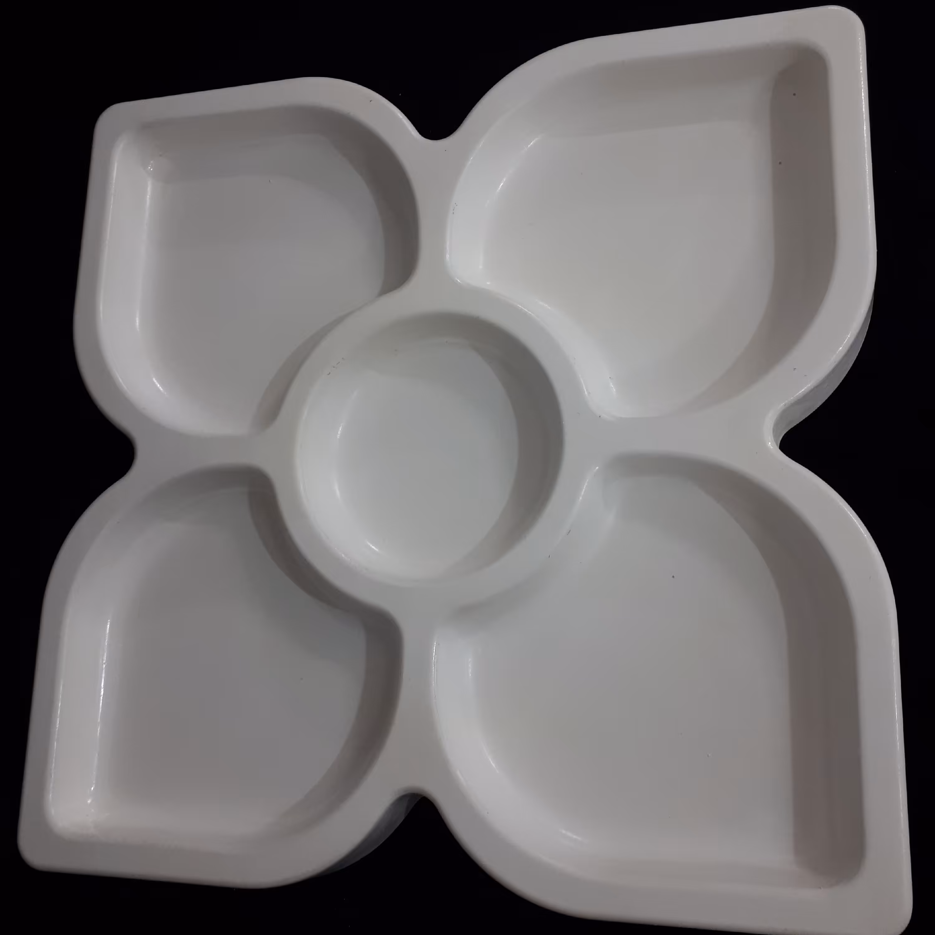 سنگ مصنوعی سروخوری گل 4 پر، رنگ سفید و صورتی، مناسب برای آجیل و شکلات و تنقلات، ابعاد 30 در 30 ،