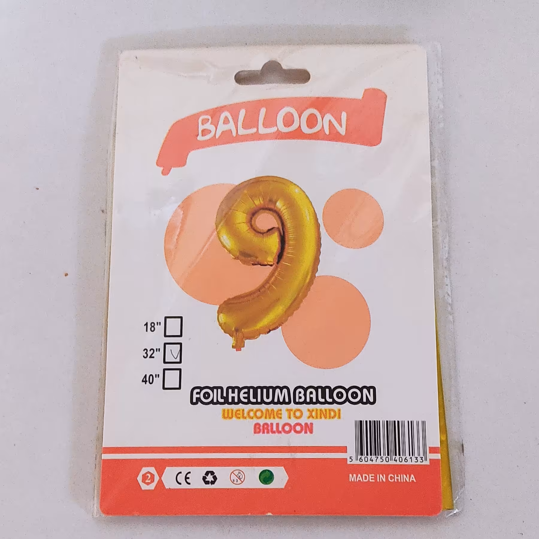 بادکنک عدد 9 فویلی طلایی رنگ