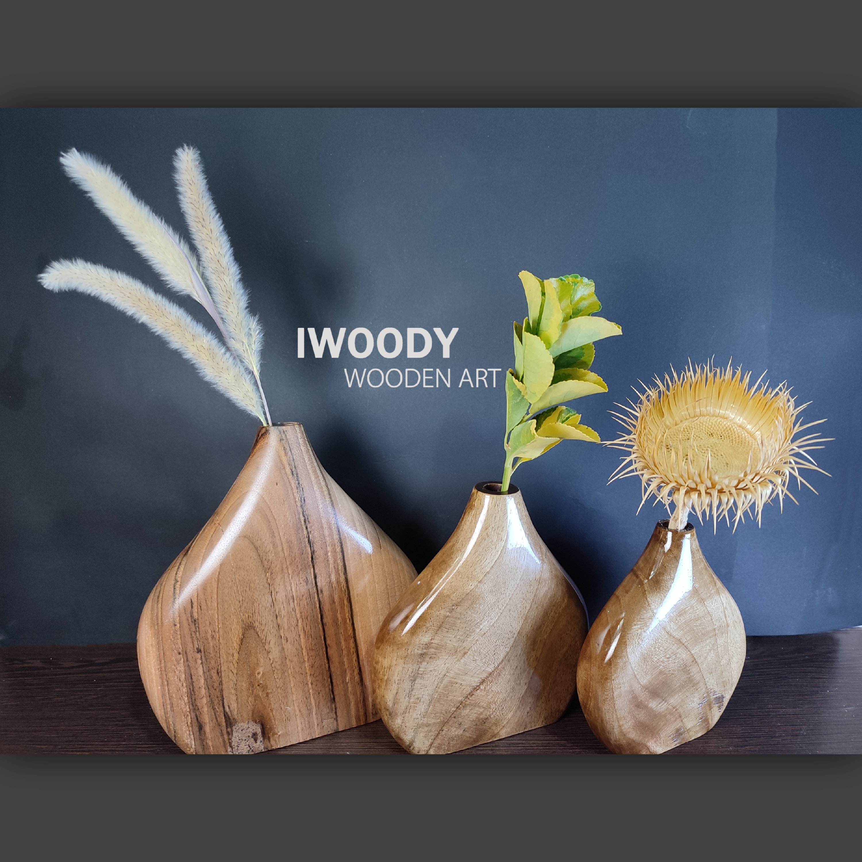 ست کامل گلدان های چوبی کلاسیک