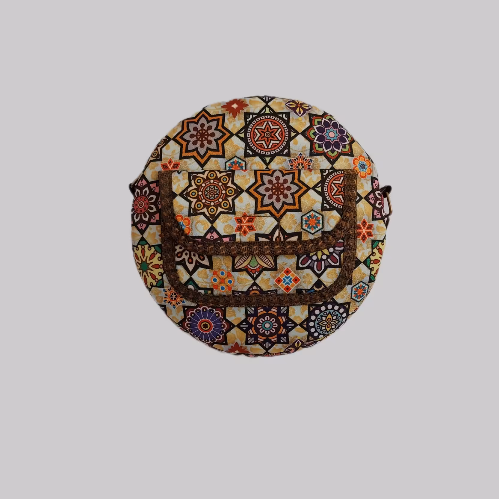 کیف دوشی دخترانه دایره ای طرح زیبای سنتی