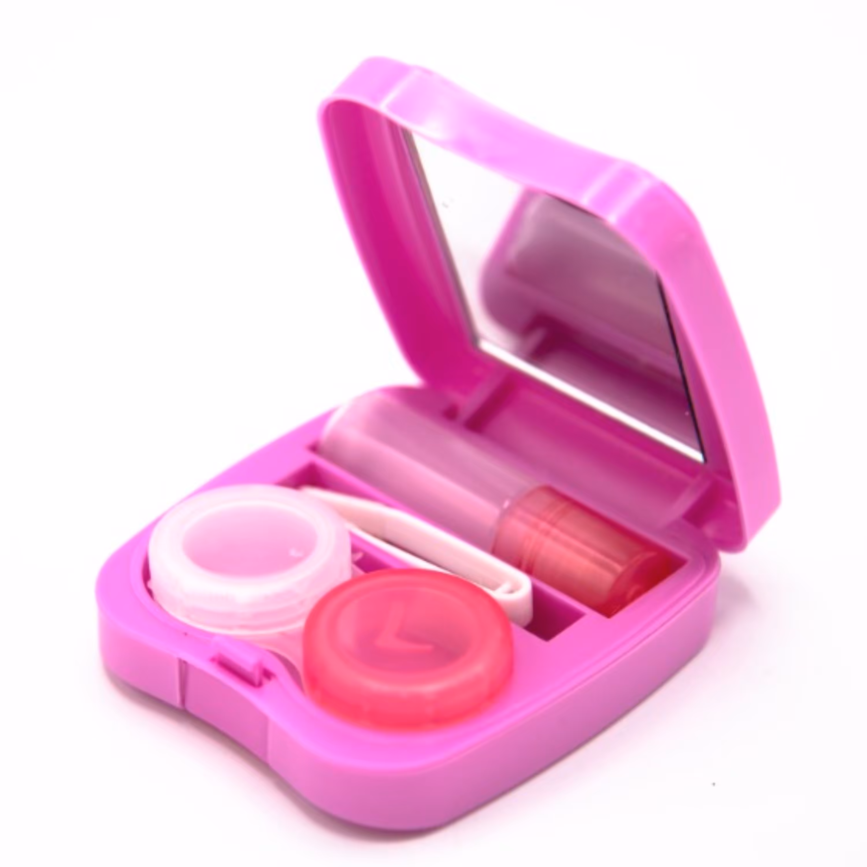 ست جالنزی آینه دار صورتی شامل جالنزی پنس و میله لنز مخزن مایع لنز