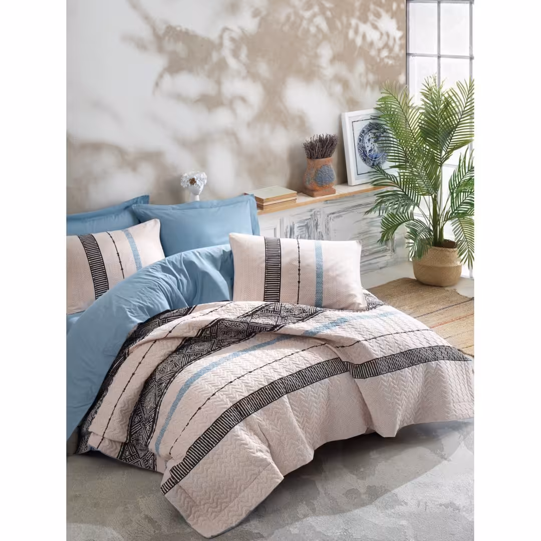 ست روتختی پنبه دوزی کاتن باکس مدل  Ethnic Misti Mint دو نفره 4 تکه