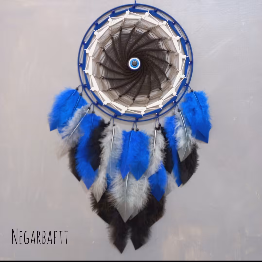 دریمکچر دیواری طرح چشمنظر با رنگهای آبی،سفید،طوسی ومشکی