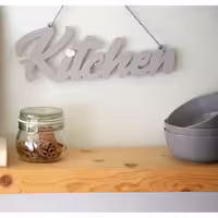 آویز آشپزخانه طرح کیچن  قلبی(kitchen) رنگ طوسی