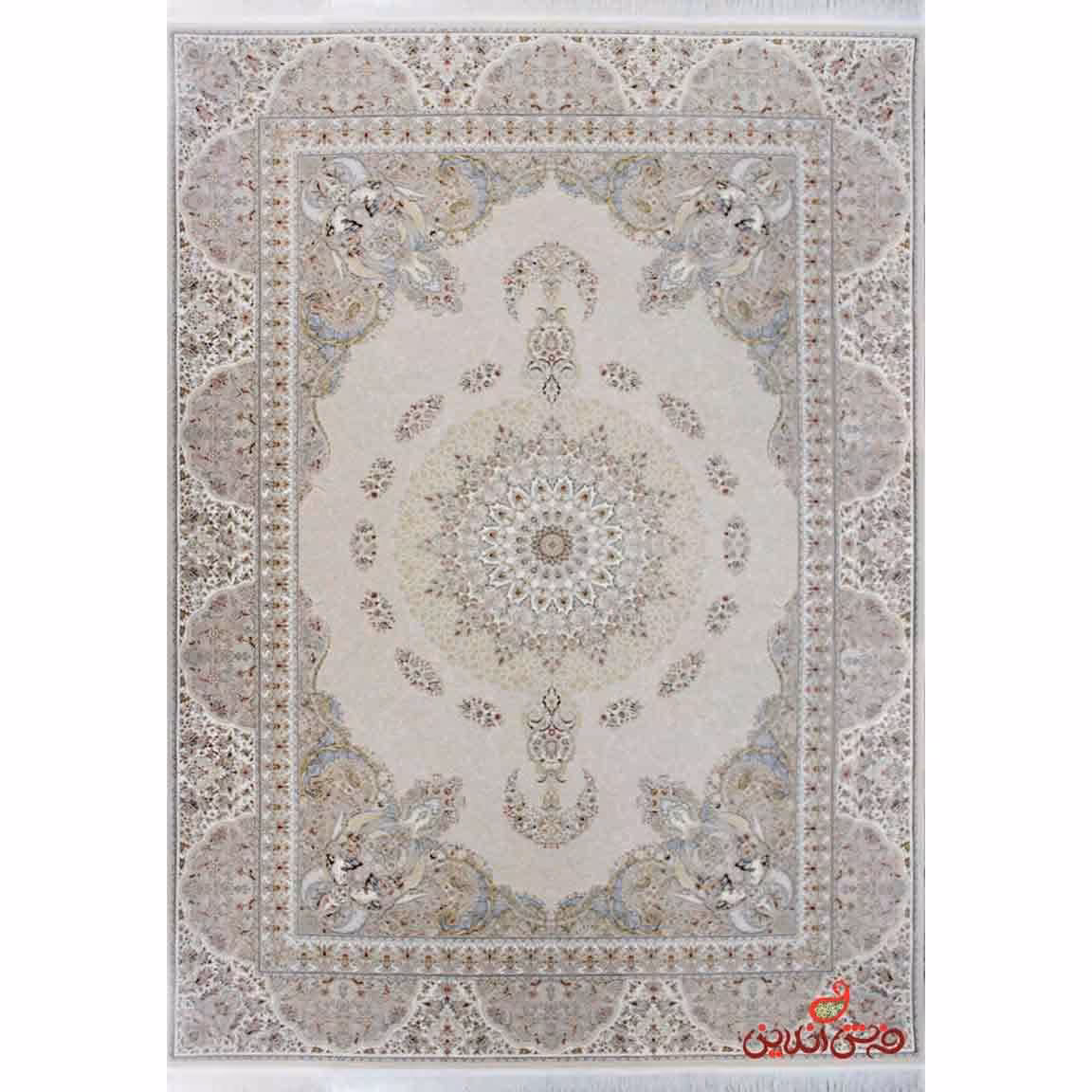 فرش برلیان طرح ماهرو کرم صدفی