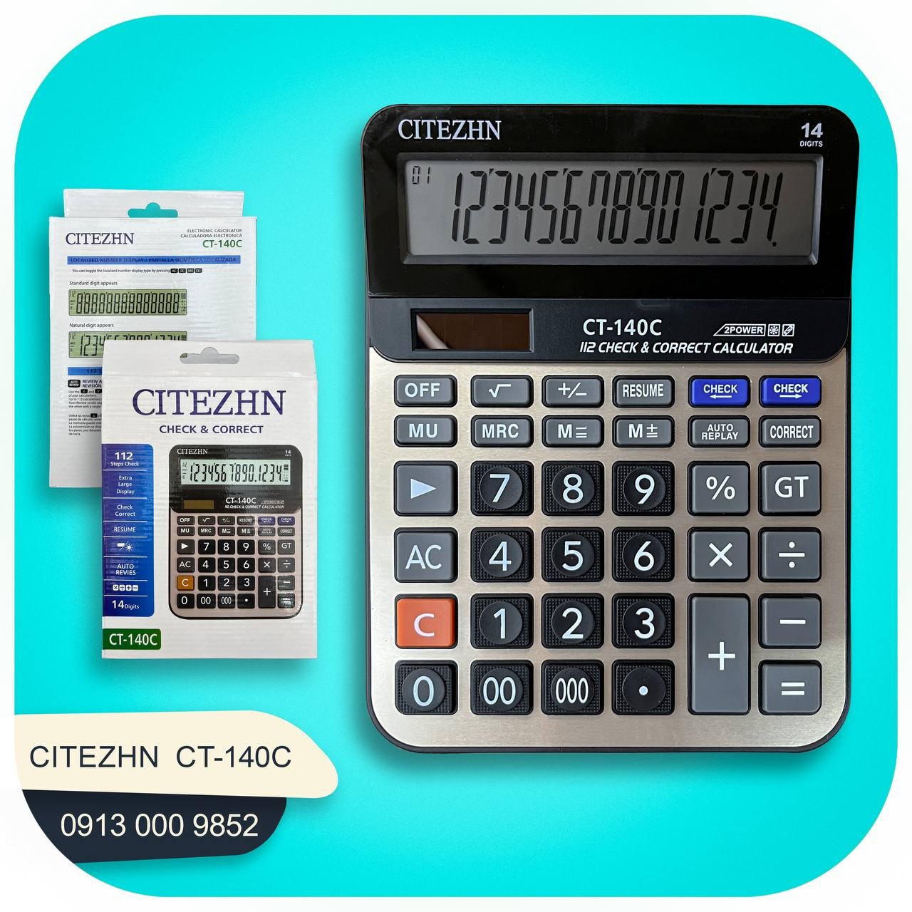 ماشین حساب برند سی تی زهن مدل  140 سی(فروش تکی و عمده عمده) 
