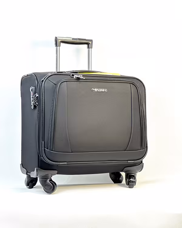 چمدان خلبانی چهارچرخ جنس برزنتی برند president مدل 913 رنگ مشکی سایز 17 اینچ