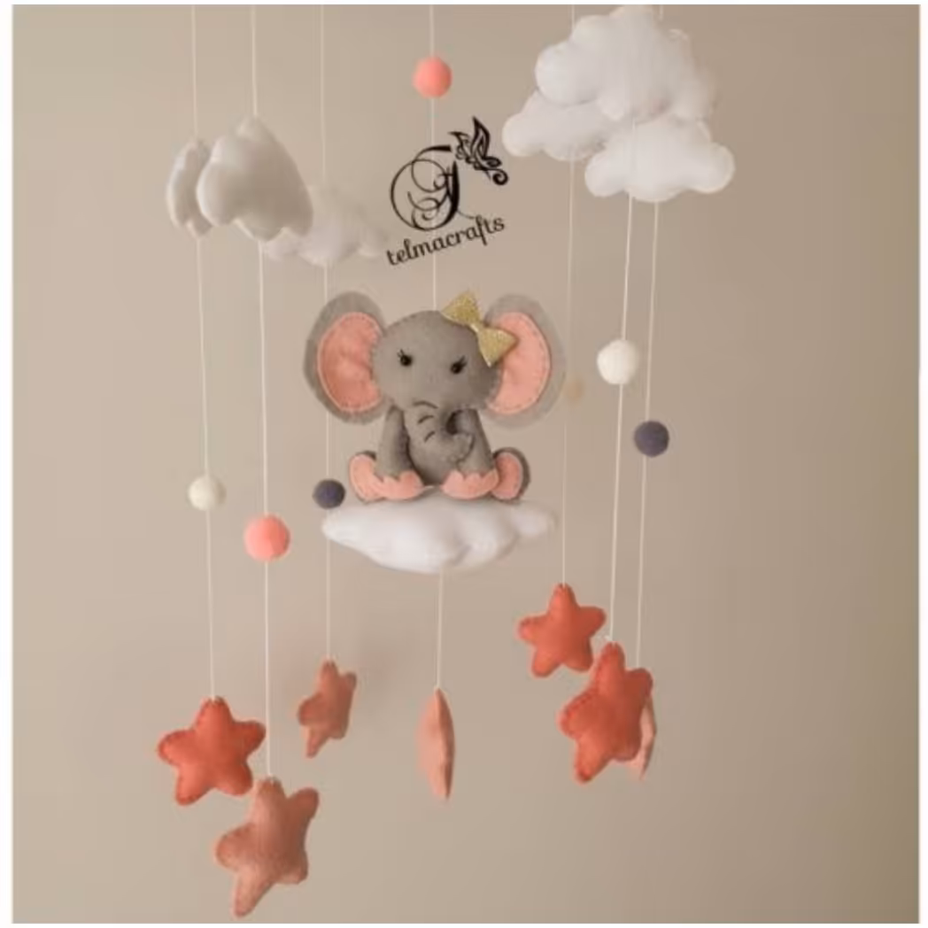 آویز سقفی نمدی مدل فیل نشسته