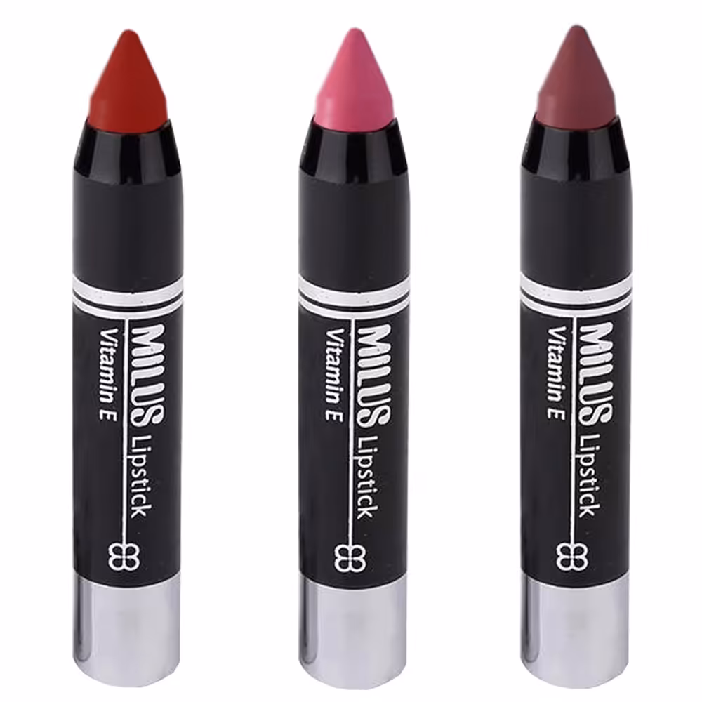 رژ لب مدادی میلوس کد MI2 مجموعه 3 عددی (62356)