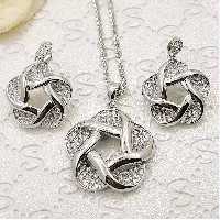 نیم ست نقره تایلندی آبکاری طلا سفید