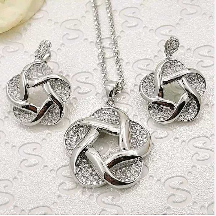 نیم ست نقره تایلندی آبکاری طلا سفید