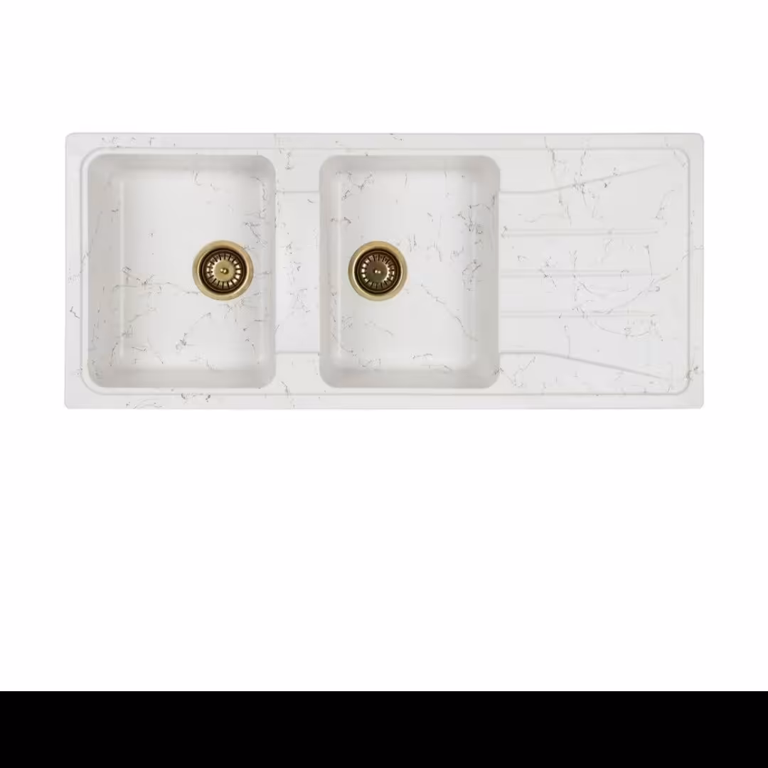 سینک گرانیتی دولگن مدل دنیز رنگ سفید رگه طلایی (پس کرایه)