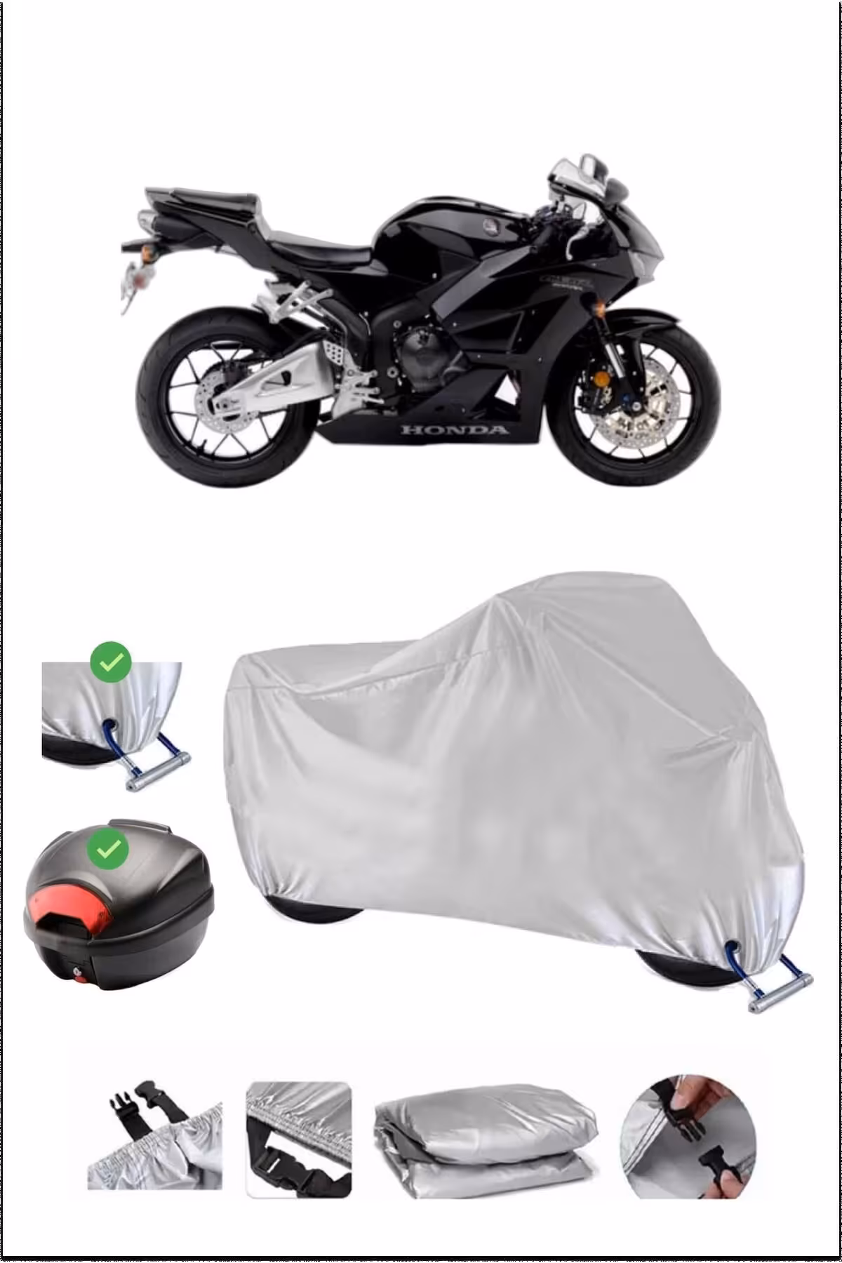 چادر موتورسیکلت خاکستری قفل HONDA CBR600RRR سازگار با ضد آب موتور سیکلت دوام TARKET GRAY Breen