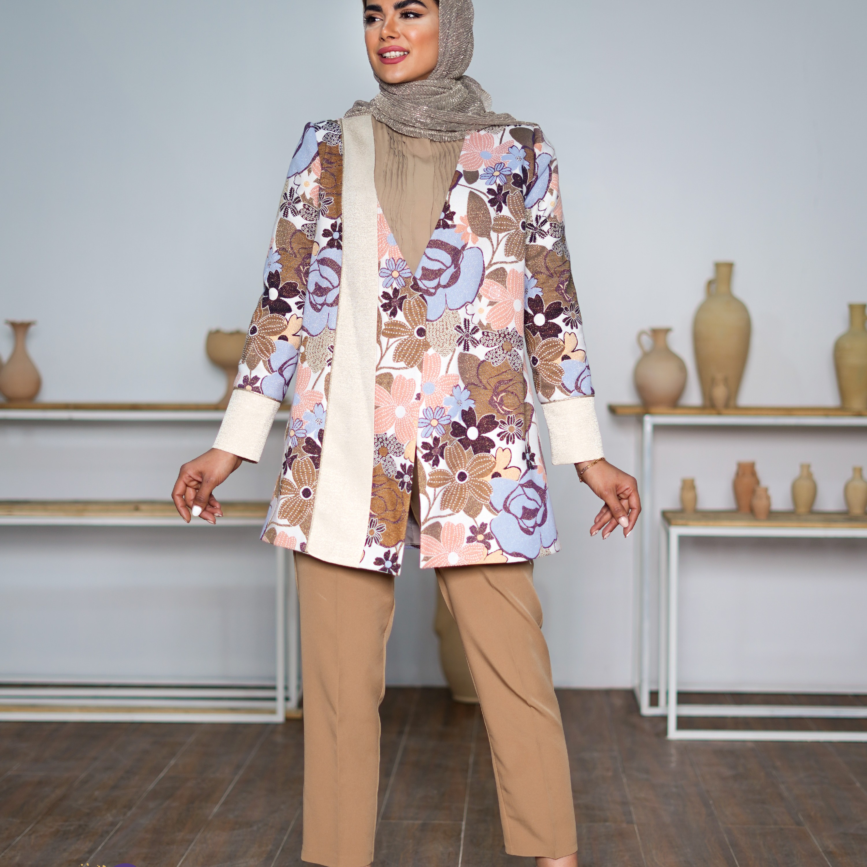 مانتو کتی ژاکارد لمه دار