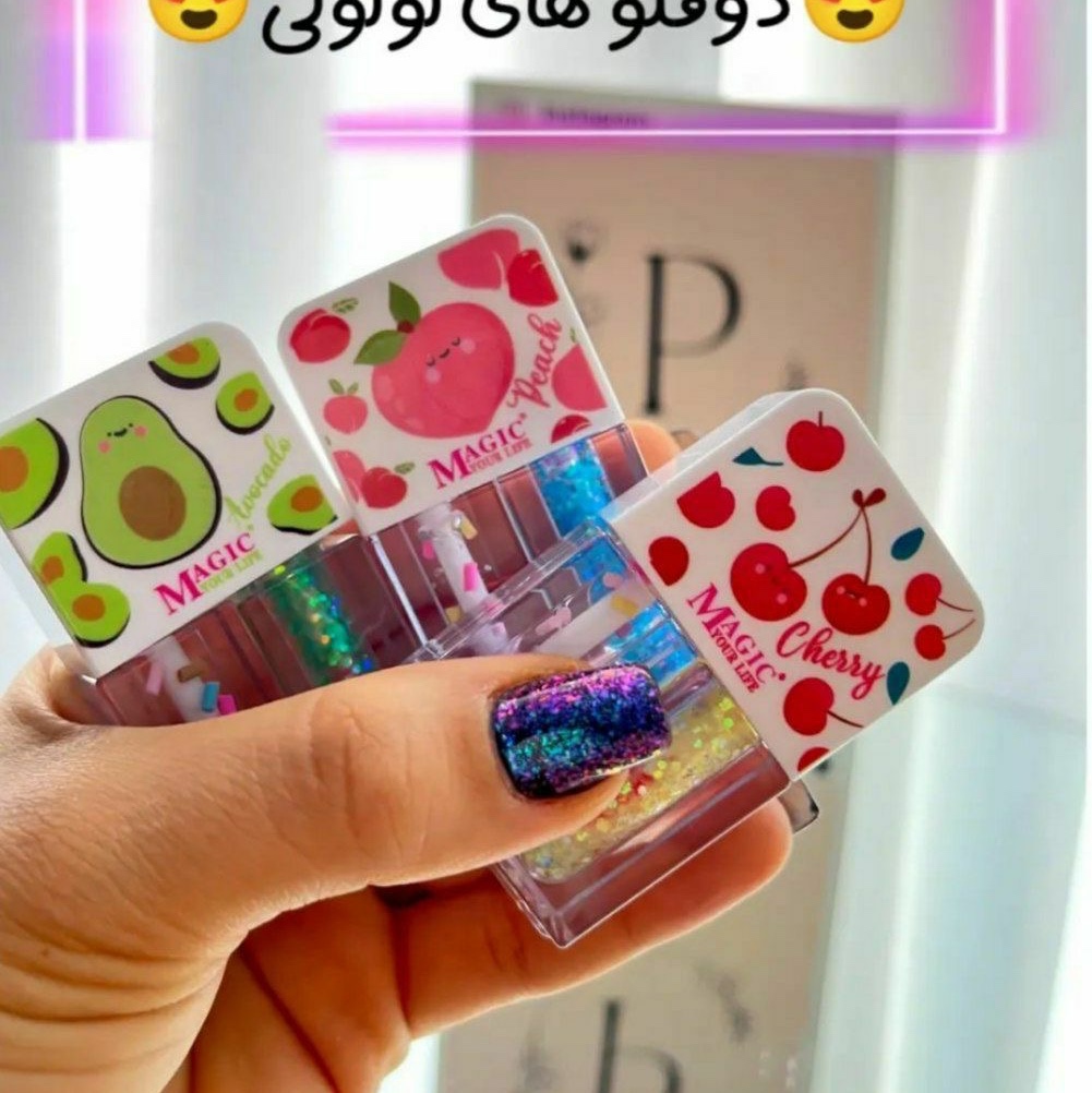 برق لب و شاین لب حرارتی دوقلو عروسکی قلبی فانتزی نرم کننده و ابرسان لب جلوگیری از خشکی لب رایحه پاستیلی