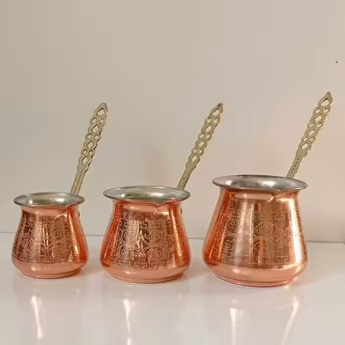 شیر وقهوه جوش مسی طرح دارنانو شده سه سایز