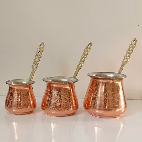 شیر وقهوه جوش مسی طرح دارنانو شده سه سایز