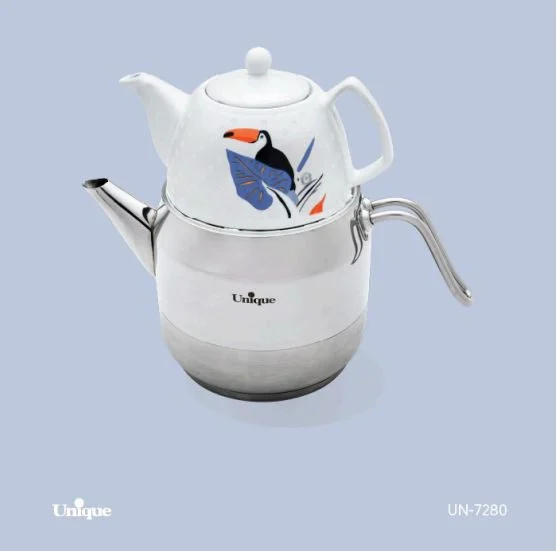 کتری قوری 2/5 لیتر لوله دار استیل یونیک un-7280