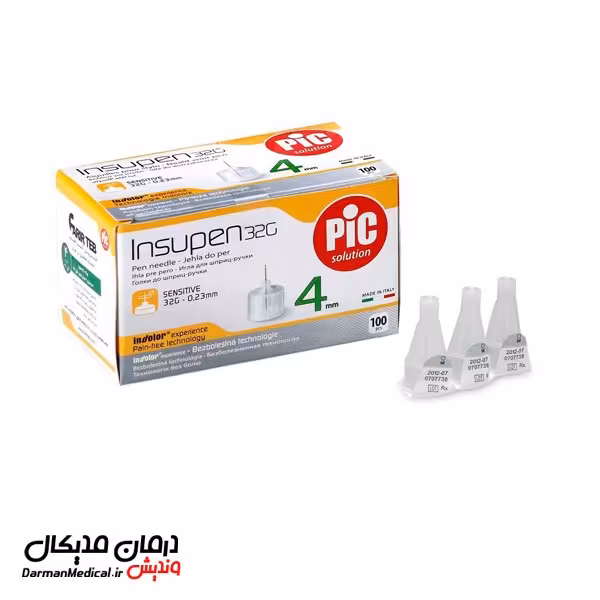 سوزن قلم انسولین پیک سلوشن 4 میلی متر بسته 100 عددی