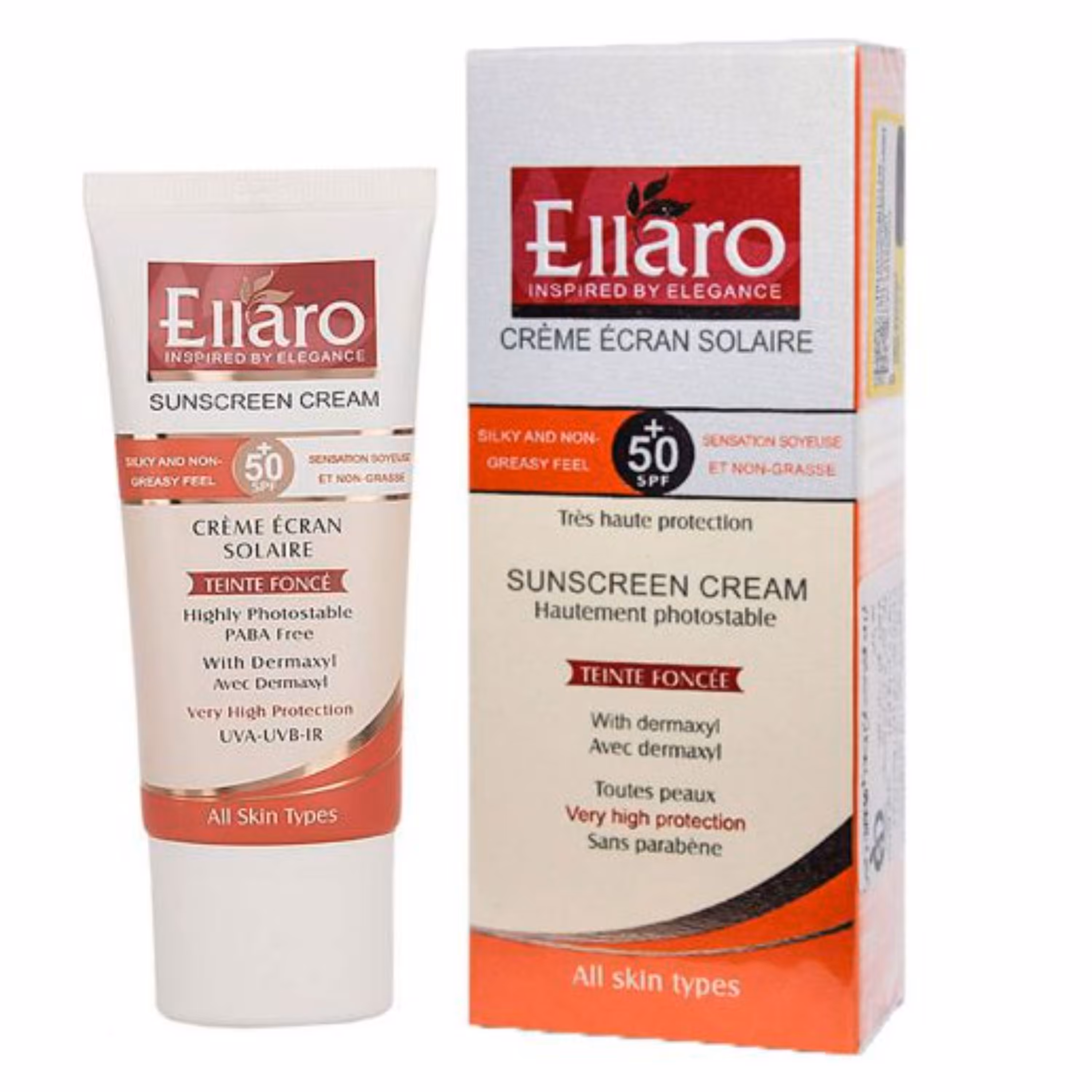 کرم ضدآفتاب الارو (ellaro) مناسب برای انواع پوست 50spf حجم 40 میل