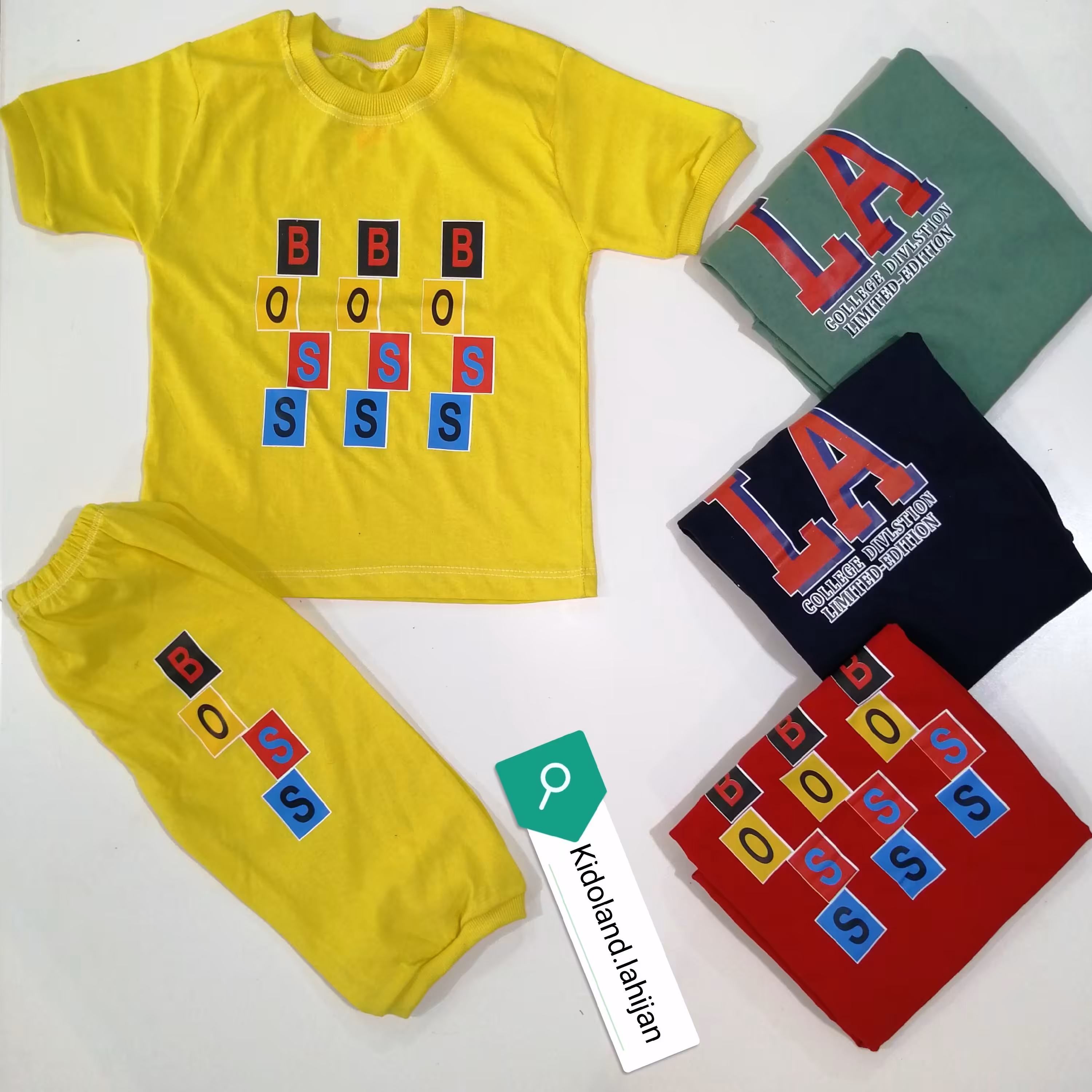 ست تیشرت و شلوار پسرونه مناسب 2 تا 12سال(سایز 40تا60) در 4رنگ زیبا. جنس نخ پنبه