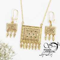 نیمست طرح طلا آویز مربعی کد 17063