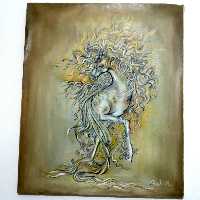 رهوار،تکنیک رنگ وروغن روی بوم ،سبک مینیاتور،سایز 50 در60 گالری هنری محسنی