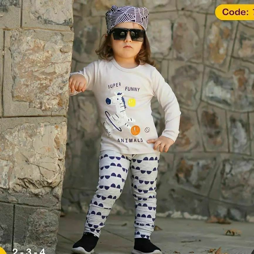 بلوز شلوار پنبه سوپر درجه یک مناسب دختروپسر رنگ یاسی سایز40 کیفیت عالی