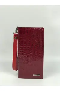 کیف پول قرمز زنانه چرمی واقعی اورجینال Skarlet