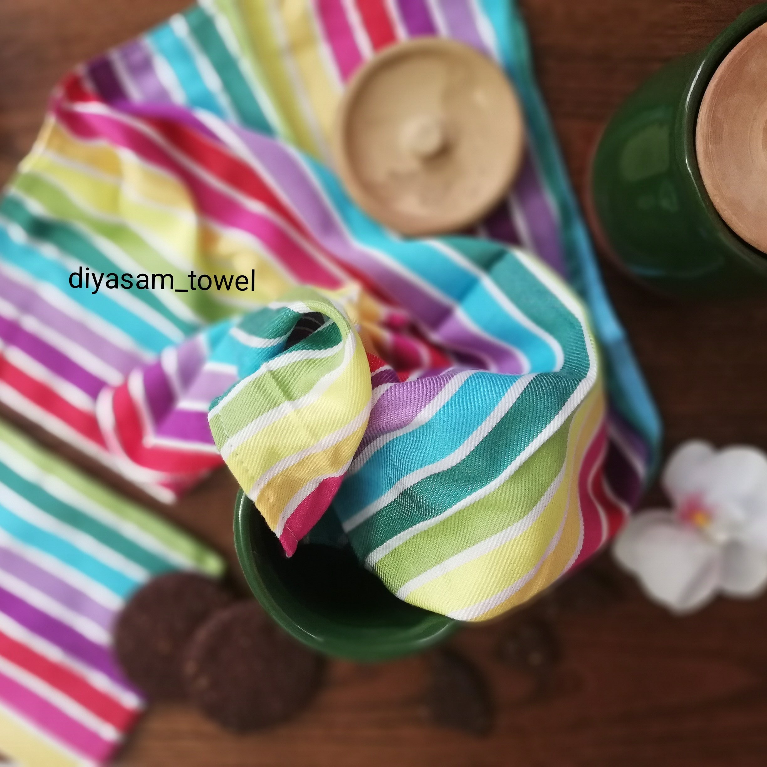 پک دوتایی دستمال آشپزخانه /تمام نخ یزدی /دور دوزی شده