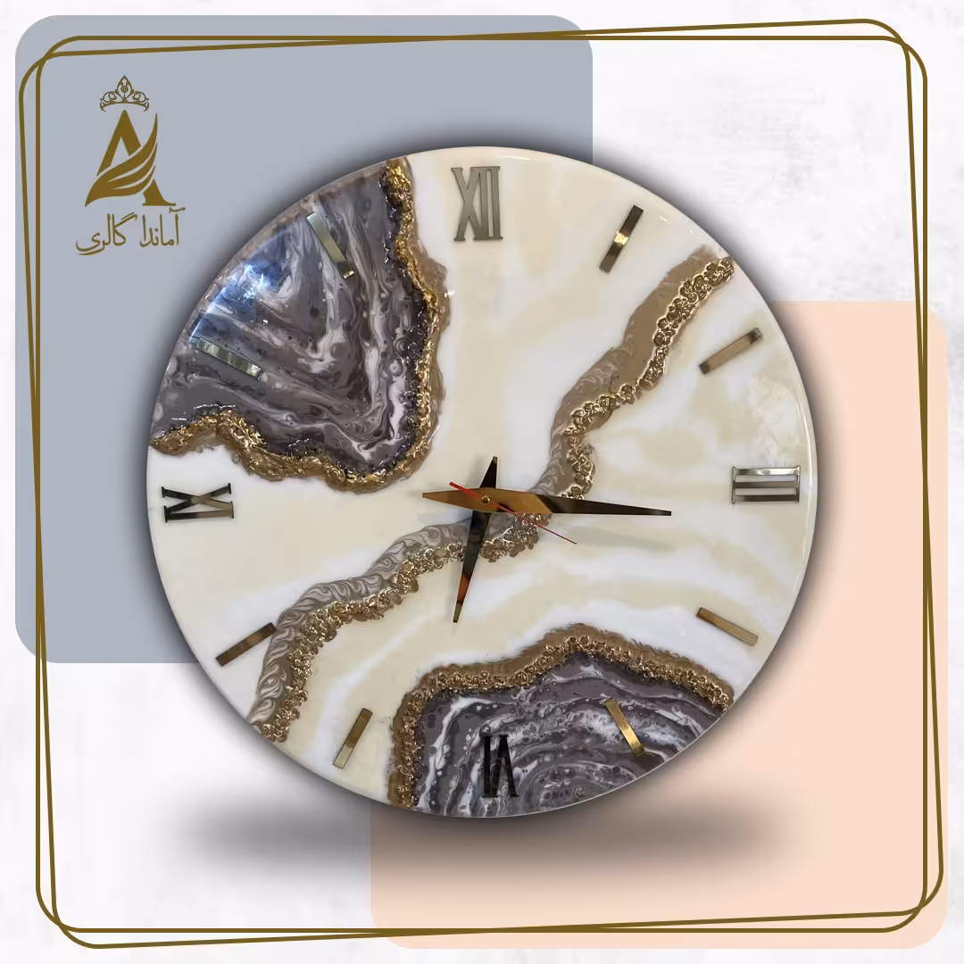 گالری آماندا ساعت دیواری رزینی قطر 40 طرح افرا با قابلیت تغییر رنگ