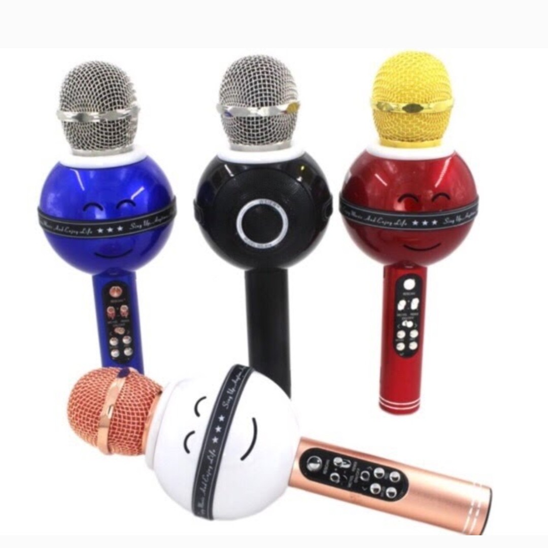 میکروفن اسپیکر بلوتوثی رقص نور دار مدل WS-878 بدنه فلزی با کیفیت رنگ مشکی