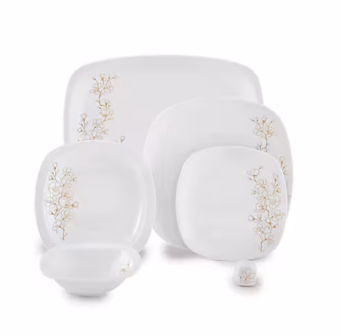 سرویس غذا خوری 27 پارچه چینی زرین ایران سری کواترو مدل شکوفه گیلاس درجه عالی zarin gilas 27 pcs