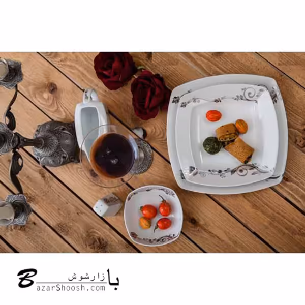 سرویس چینی غذاخوری 107پارچه تقدیس طرح آرش 12نفره کوئین