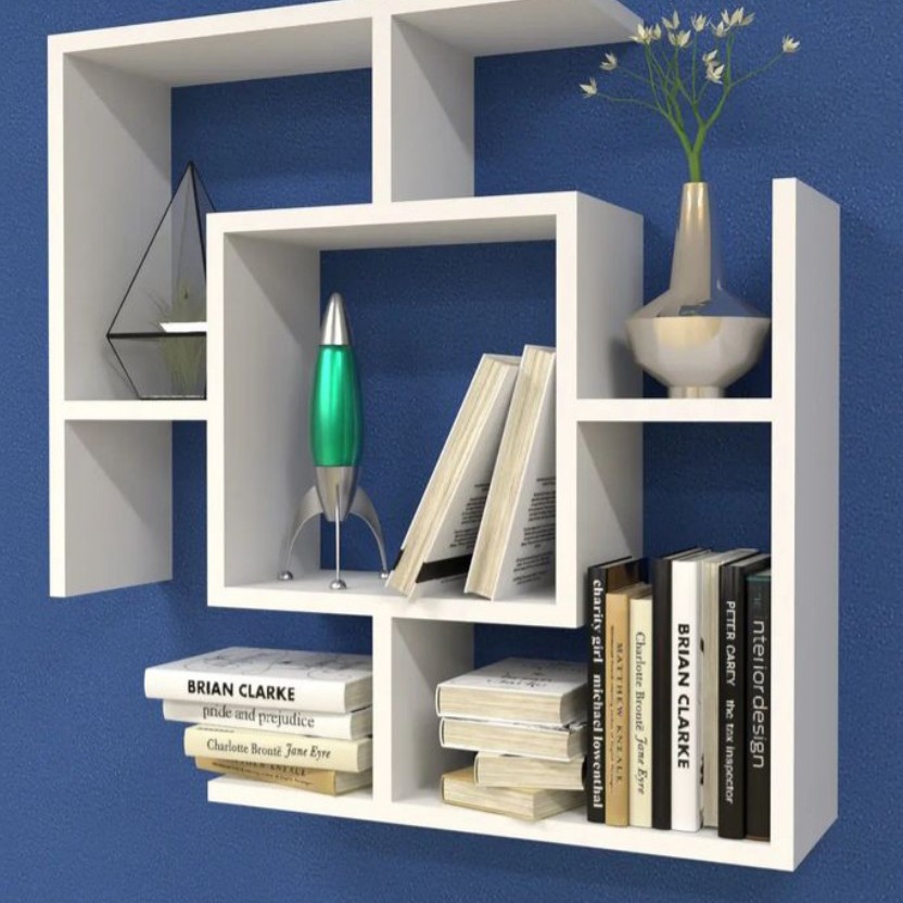 شلف و کتابخانه دیواری مدل F60 رنگ گردویی