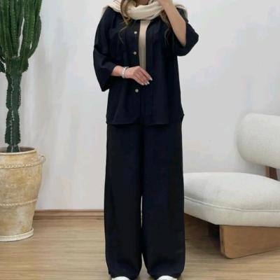 مانتو شلوار زنانه شانتون مدل جلو دکمه خنک بهاری