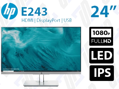 مانیتور استوک HP E243 سایز 24 اینچ فریم لس FHD W-LED IPS HDMI sRGB 94% 5ms