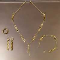 سرویس طرح طلا تمام استیل آبکاری شده کارتیر و زنجیر