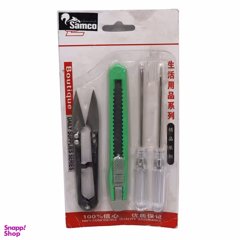 پیچ گوشتی سامکو مدل YP-04 مجموعه 4 عددی به همراه کاتر و قیچی