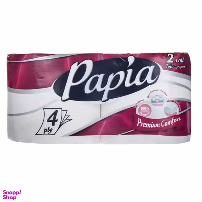 دستمال توالت پاپیا مدل 4 لایه بسته 2 عددی