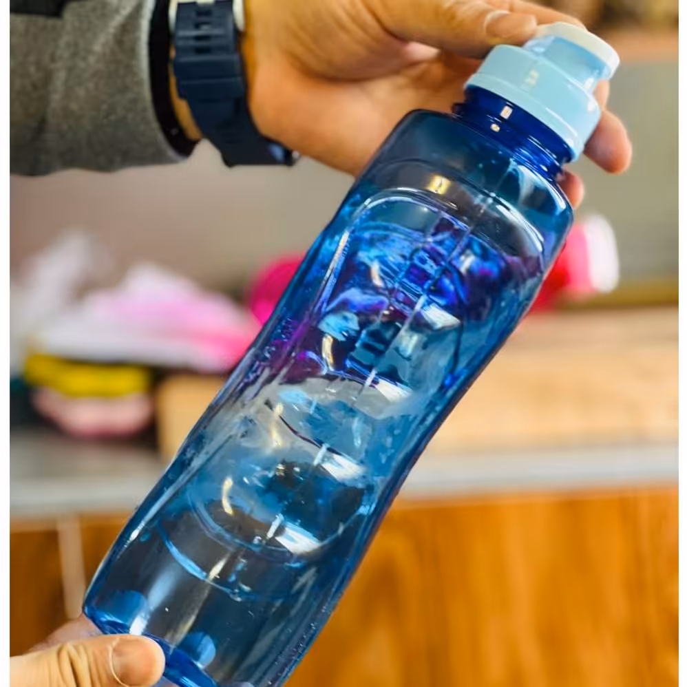 قمقمه پلاستیکی یک لیتری آبی با کیفیت عالی