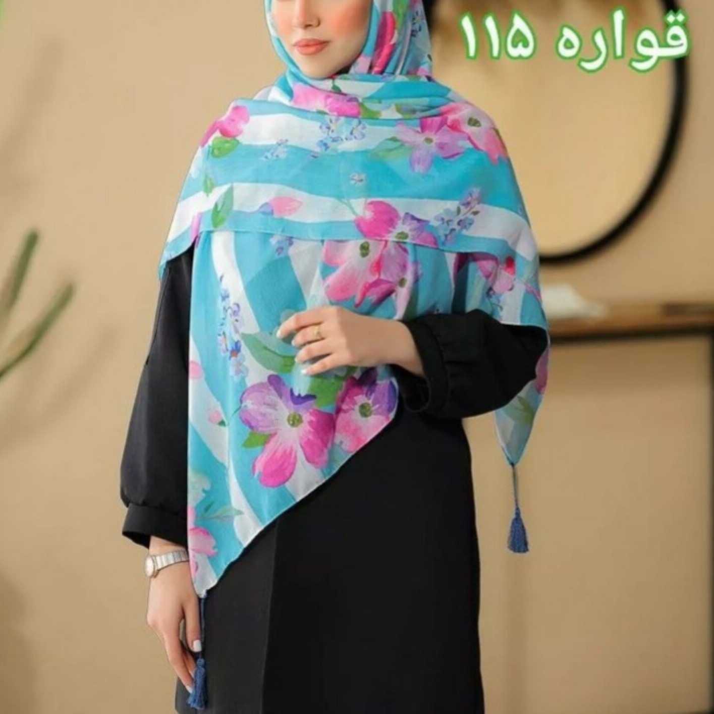 روسری نخ اسپان قواره 115 کد 04